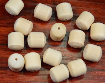 20pcs cuentas de cilindro de madera, cuentas de cilindro de madera natural sin terminar, cuentas de madera de barril, cuentas de barril de madera.