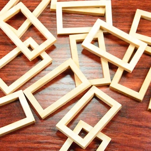20pcs oblong wood beads,rectangle wooden frame Pendant,hollow wooden frame,natural wooden frame