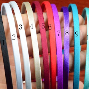 10pcs mixed color metal headbands,colored satin wrapped metal hairbands,Plain headband,silk wrapped metal headband image 1