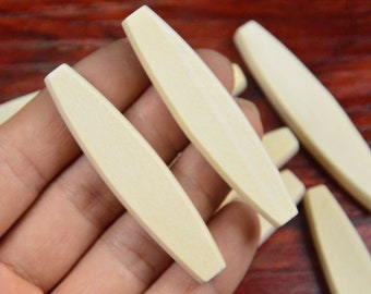 10 cuentas de madera natural, planas y sin terminar, para collar y pulsera (68 x 16 mm)
