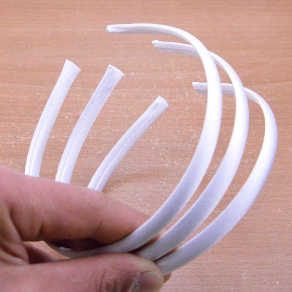 20pcs white headbands,10mm(0.4") white fabric headband,silk wrapped headband,satin cover headband soft plastic headband,head accessories