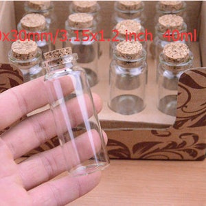 wholesale 100pcs mini glass bottles,10ml 15ml 20ml 25ml 30ml 40ml 55ml 60ml small Glass Vials Bottles large Jars with Cork Stoppers