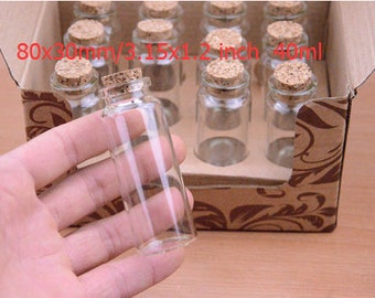 wholesale 100pcs mini glass bottles,10ml 15ml 20ml 25ml 30ml 40ml 55ml 60ml small Glass Vials Bottles large Jars with Cork Stoppers