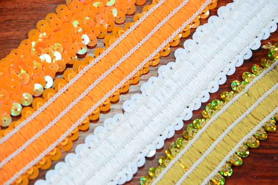 Trim Orange Sequin Stretch Sewing