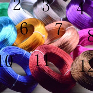 May include: Twelve spools of colorful wire, numbered 1 through 12, are arranged in a circle. The wire colors include green, silver, gray, purple, blue, gold, copper, pink, black, royal blue, red, and brown.