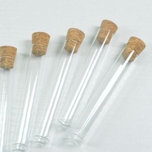 20 glass test tube finding,thin Glass Bottles with wooden cork 75x12mm long Cute Little Glass Jars  wood cork Tiny Size Small Bottles