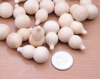15 natural wood gourd bead,unfinished wooden gourd pendant,round wood beads,no holes wood bead.(38x19mm)