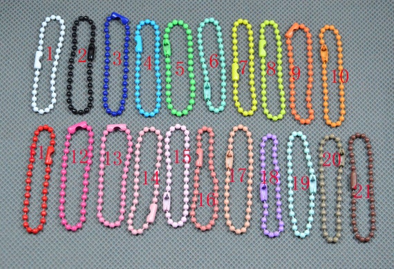 30 hang tag ball chain,multicolor Ball Chain connector,Assorted color Metal Ball chain key chain  Length: 4.5''