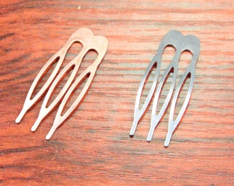 50 blank hair combs,veil combs,3 teeth Bridal Hair Comb,Plain Metal Comb,Metal Hair Clip (39x15mm)