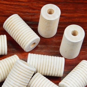 10pcs spiral wooden cylinder,natural unfinished Cylindrical beads,spiral wood beads,wooden tube beads