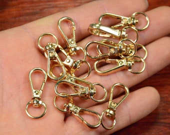 10 pcs gold key clasps, swivel clasps for keychain, lobster claw clasp