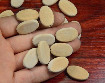 10pcs oval flat Wooden beads,natural unfinished wood beads,flat wood Beads for Necklace Bracelet