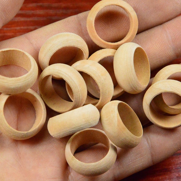 20pcs unfinished wooden rings,natural round wooden ring,wooden circle bead,curved wooden rings