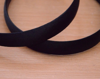 10 czarnych satynowych opasek na głowę, szeroka satynowa opaska do włosów, jedwabne owinięte plastikowe akcesoria do opaski na głowę (17 mm)