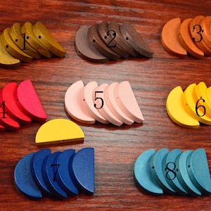 Half circle wood beads,mixed color Half-moon wooden beads,20pcs wooden Disc beads,geometric wood pendant.