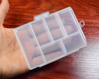 boîte en plastique transparent avec 6 grilles inamovibles, boîte en plastique transparent bijoux perles boîte organisateur de conteneur, conteneur d’accessoires