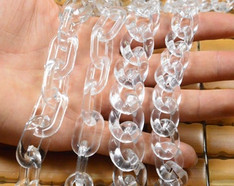 transparent chain, 3ft clear chain, Plastic Curb Chain Links,Acrylic Chain. open chain link.