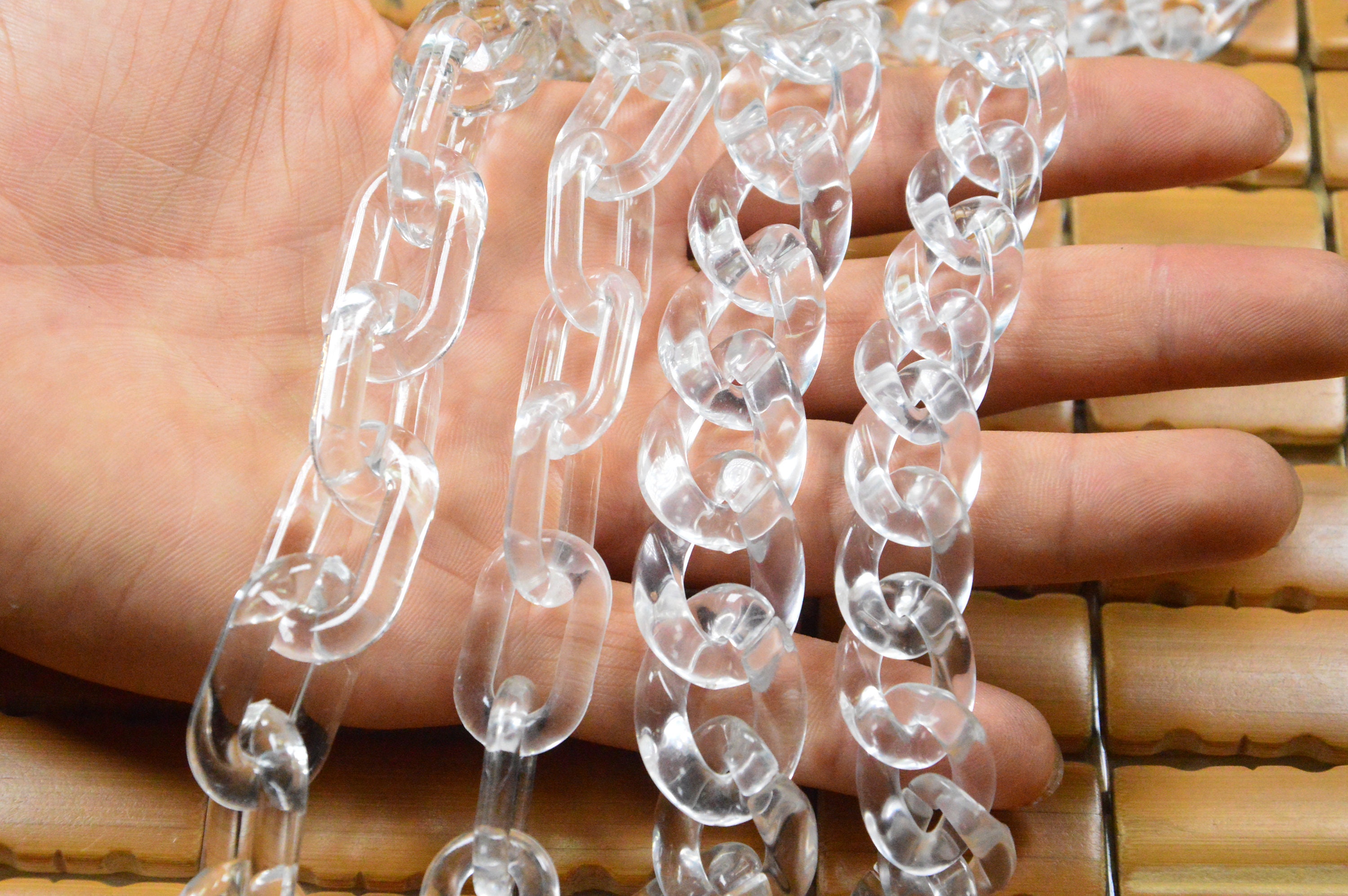 Jelly Chain Brown Clear Chain Links Plastic Chain for Glasses 