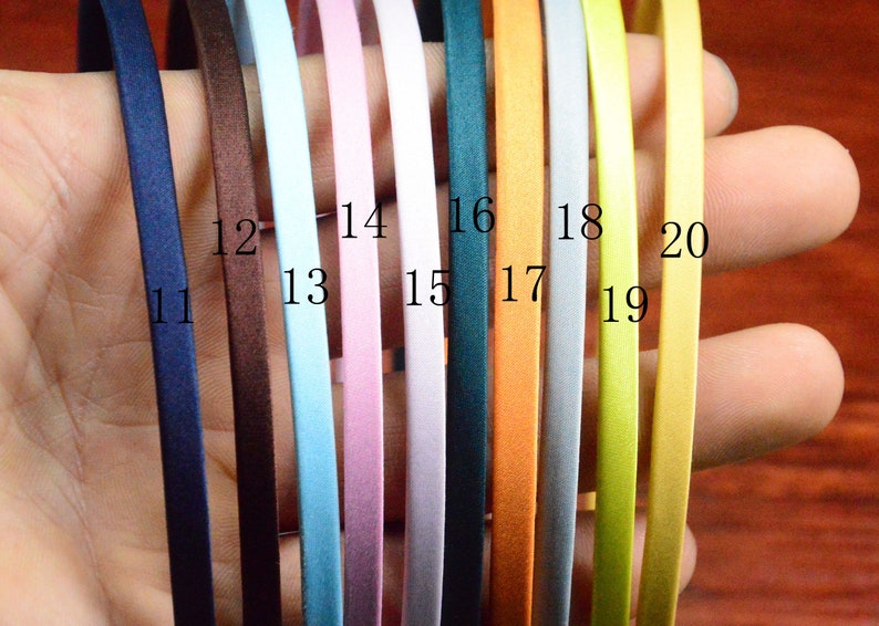 10pcs mixed color metal headbands,colored satin wrapped metal hairbands,Plain headband,silk wrapped metal headband image 2