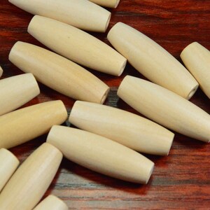 10pcs Wooden tube beads,natural unfinished wood tubes,oval wood Beads for Necklace Bracelet