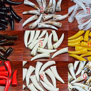 monster fang pendant.animal fangs,10pcs plastic teeth,Vintage fang earring.Porcelain dog tooth.