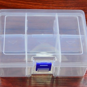 grand boîtier en plastique transparent, 1pc boîte transparente rectangulaire avec 6 compartiments amovibles, boîte de conteneur de boîte de rangement de perles de bijoux