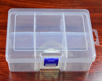 Grand boîtier en plastique transparent, 1 boîte transparente rectangulaire avec 6 compartiments amovibles, boîte de rangement pour perles de bijoux