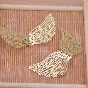 12 Pair of Vintage Miniature 2-3/8 Gold Metal Filigree Angel Wings for  Ornaments, Crafts, Dolls 