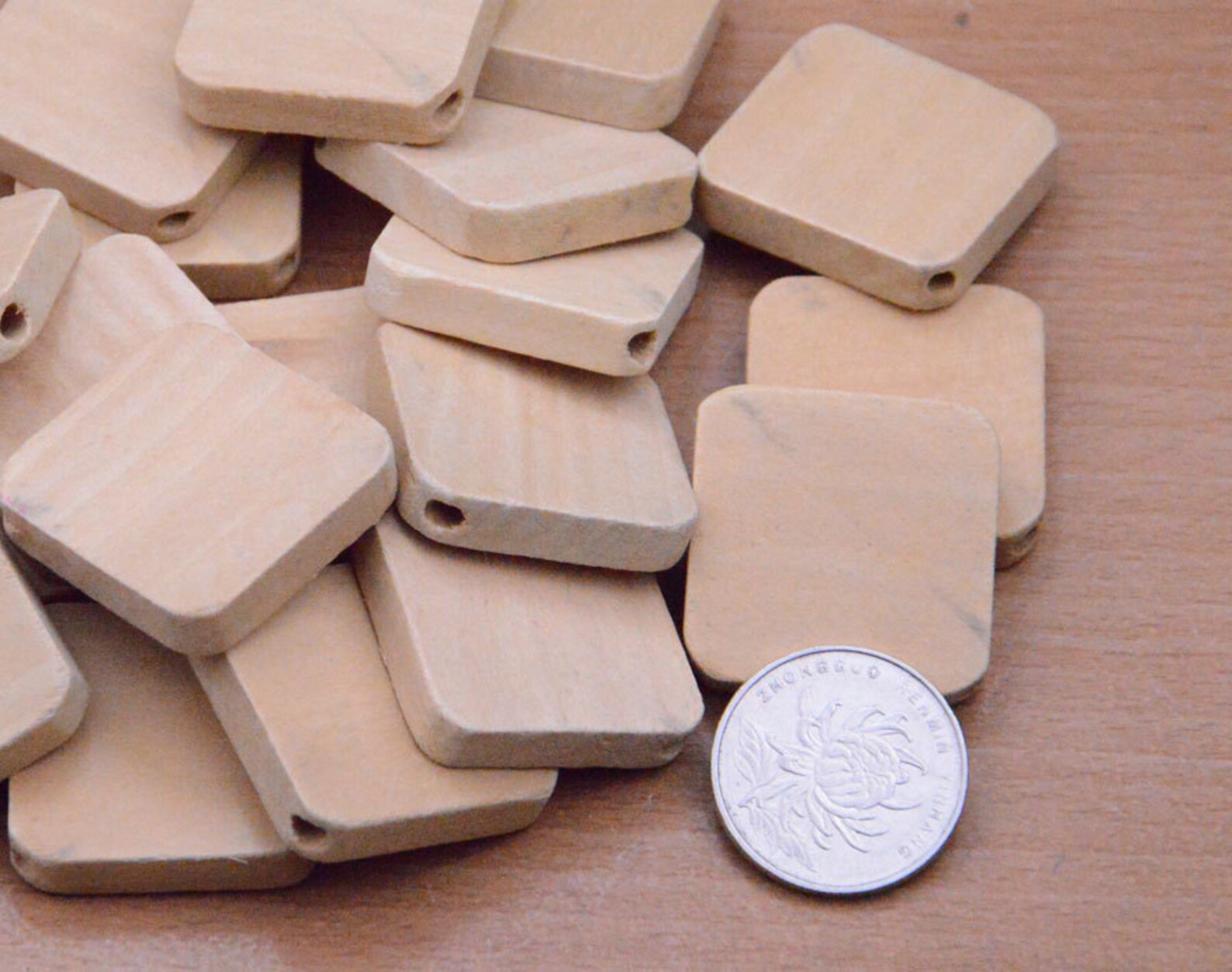 20pcs 30x6.5mm Square Flat Wooden Beads Finding.unfinished Etsy