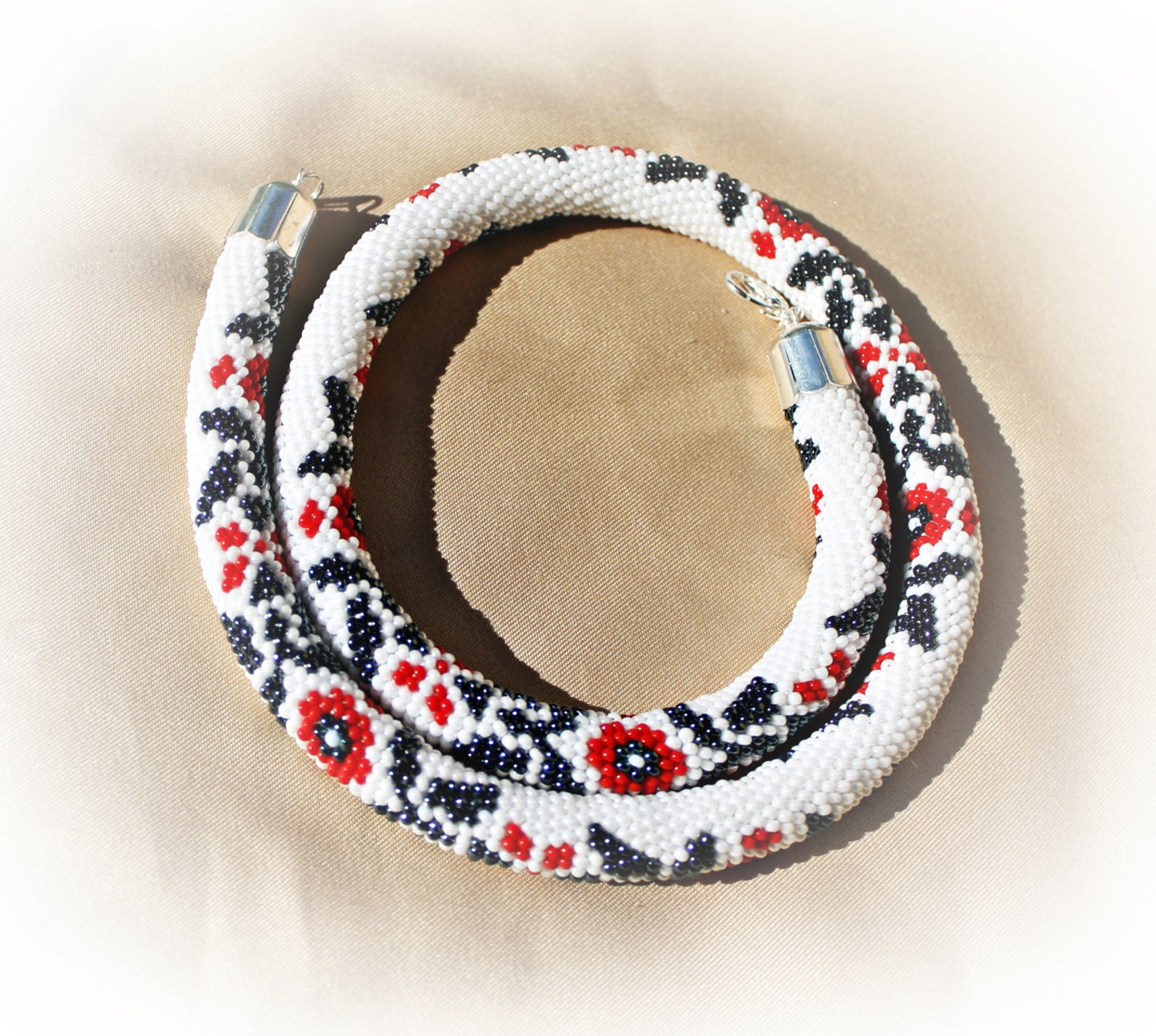 Beaded Crochet Rope Necklace Beadwork Seed Beads Jewelry Etsy