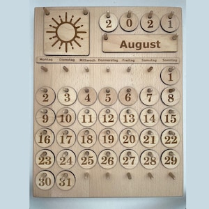 Waldorf Montessori permanent calendar made of beech wood