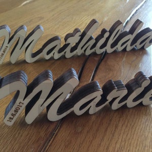 individual blank writing with desired name approx. 2.3&quot; high made of 3 layers