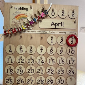 Permanent calendar for daily routines with children according to Montessori - Waldorf calendar made of high quality beech wood