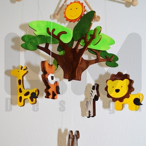 DIY Mobile to paint from wood with animals handcrafted animal mobile for baby - wind chime made of wood