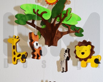 DIY Mobile to paint from wood with animals handcrafted animal mobile for baby - wind chime made of wood