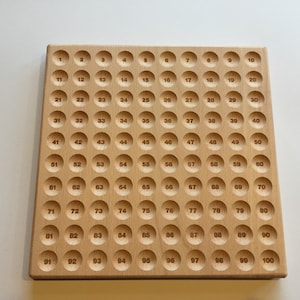 Montessori number board made of wood optional with wooden balls