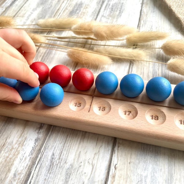 Erste Klasse  Mathematik Brett Montessori aus Holz auf Wunsch mit Holzkugeln