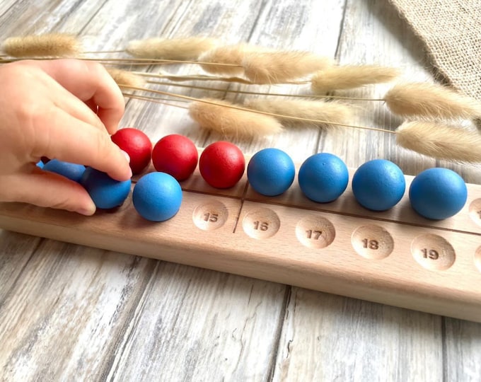 First grade math Montessori board on request with wooden balls