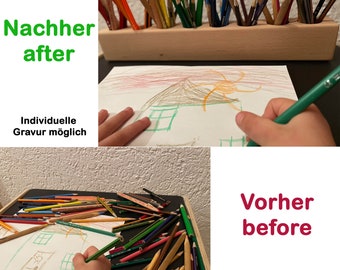 Personalisierter Montessori Stiftehalter mit 5 bis 9 Löchern