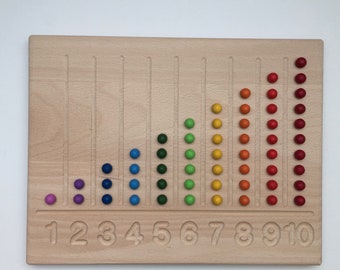 Montessori number tracing board made of beech wood