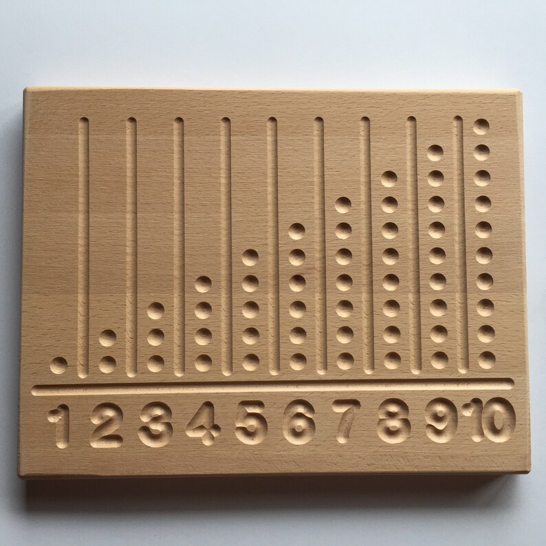 Montessori number tracing board made of beech wood ohne / without