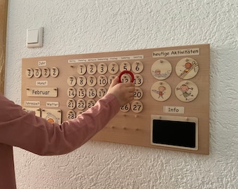 Montessori calendar for children made of high quality beech wood