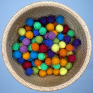 Wool felt balls mixed colors 100 pieces