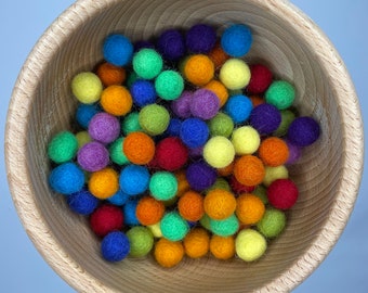 Wool felt balls mixed colors 100 pieces