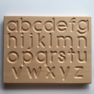 Montessori alphabet tracing board made of wood - Uppercase - and/or Lowercase image 5