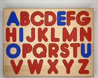 Alphabet puzzle colorful vowels and consonants