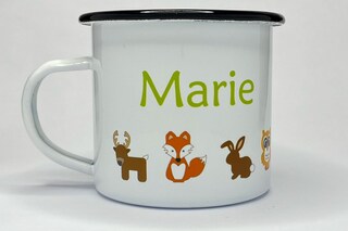 GRAVURZEILE Tazza Smaltata Bambini Safari Personalizzata Con Nome – 300 Ml – Priva Di BPA, Leggera, Fatta In Germania
