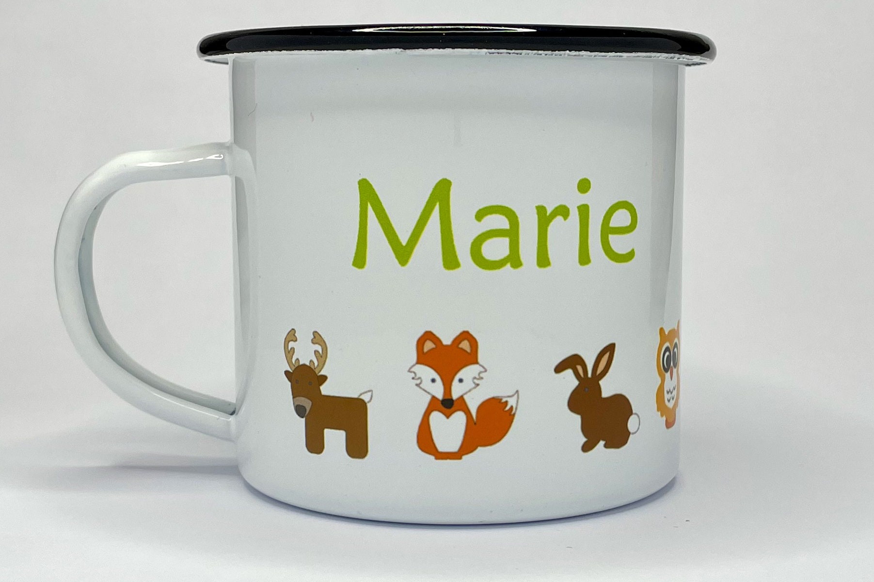 GRAVURZEILE Tazza Smaltata Bambini Safari Personalizzata Con Nome – 300 Ml – Priva Di BPA, Leggera, Fatta In Germania