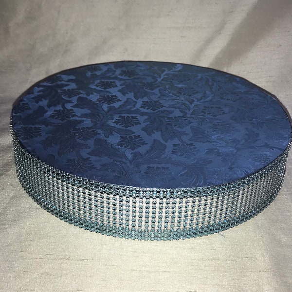 BABY SHOWER CAKE Stand Light Blue  Rhinestones Square Or Round 2 Inches Tall Width Sizes  8", 10", 12", 14", 16", 18", 20"