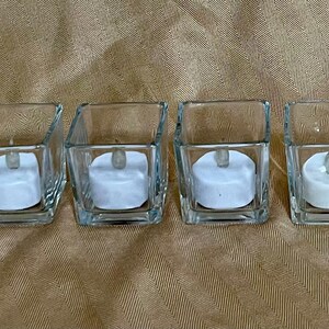 SQUARE GLASS CANDLEHOLDERS Set Of 6 Includes  Flameless Tea-lights